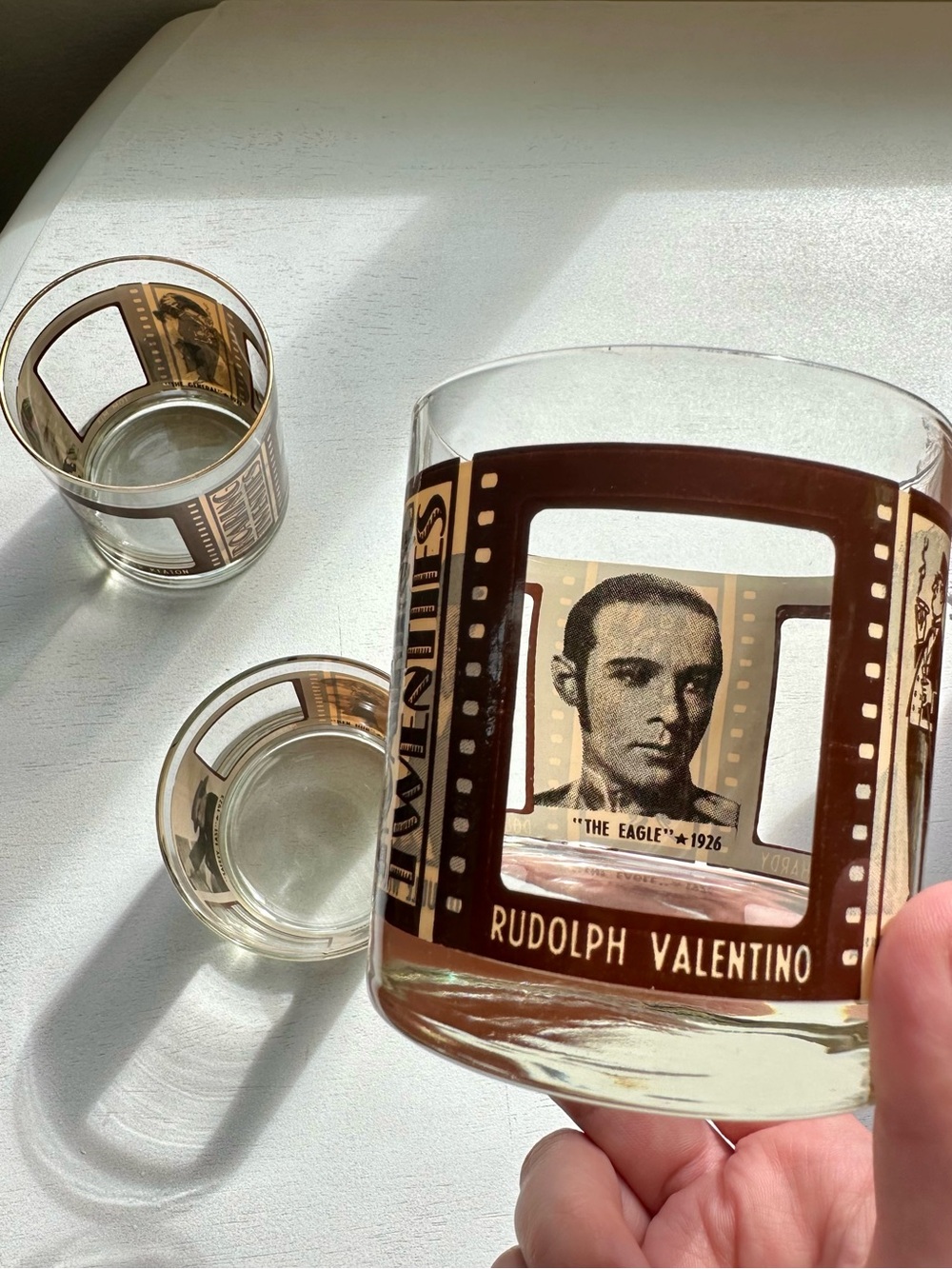 Vintage roaring twenties silent movie star highball whiskey drinkware glasses x3